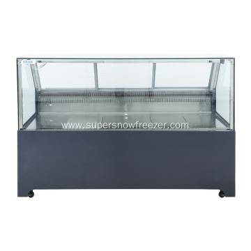 Fan cooling square transparent glass meat display chiller